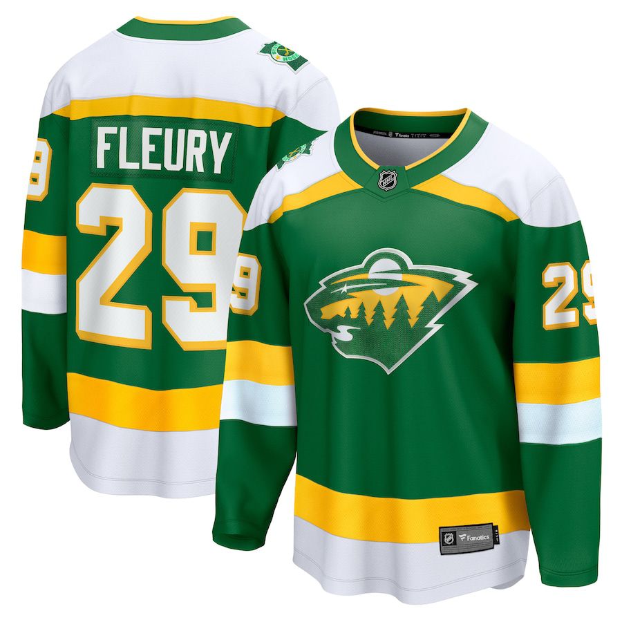 Men Minnesota Wild 29 Marc-Andre Fleury Fanatics Branded Green 2023-24 Alternate Premier Breakaway Player NHL Jersey